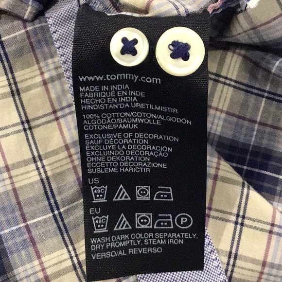TOMMY Hilfiger blue plaid button down shirt small - Picture 10 of 10